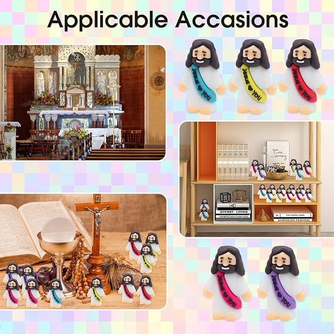 100 Pack Little Jesus Figurines in Bulk, Pocket Jesus Loves You, Jesus Small Figures, Little Tiny Jesus Figures for Church Christmas Party Favors Baptism Gifts Religious Gifts for Easter Egg Stuffers
