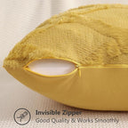 decorUhome Spring Throw Pillow Covers 20x20 Inch Set of 2, Soft Plush Faux Fur Wool Mustard Yellow Couch Pillow Covers, Decorative Neutral Pillow Cases for Bed Sofa Living Room Home Decor