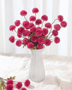 DuHouse 6pcs Artificial Flowers Faux Silk Pompon Mum,Silk Small Mini Chrysanthemum Ball with Stems for DIY Wedding Bouquets Centerpieces Vase Home Table Kitchen Decorations(Hot Pink)