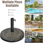 Giantex 22 lbs Patio Umbrella Base, 18 Inch Round Outdoor Umbrella Stand for 1.5'' or 1.9'' Diameter Pole, Heavy Duty Market Umbrella Holder for Garden Beach Yard Poolside Lawn, Bronze
