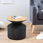 Carlotta Side Table, Patterned Wood Top, 304 Stainless Steel Base, Plated Satin Brass, Commercial Grade Quality (18" x 18" x 22")