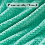 NEWCOSPLAY Super Soft Throw Blanket Aqua Premium Silky Flannel Fleece Leaves Pattern Lightweight Bed Blanket All Season Use (Aqua, Throw(50"x60"))