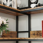 IRONCK Corner Bookshelf 6 Tiers, Industrial Corner Bookcase with Baffles Etagere, L Shaped Bookshelves with Metal Frame, Corner Shelf Storage Rack for Living Room Home Office