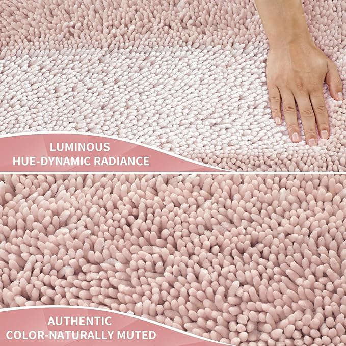 Yimobra Large Bathroom Rug Non Slip 36x24 Inch, Extra Thick Soft Absorbent Chenille Bath Mat, Machine Washable Quick Dry Bath Rugs for Bathroom Floor, Tub and Shower, Home Decor Accessories, Pink