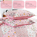 Whale Flotilla Patchwork Quilt Twin Size, Extra Soft Boho Floral Bedspreads for Bed Reversible Lightweight Twin Quilt Bedding Set Printed Coverlets with 1 Pillow Sham for All Seasons, Pink