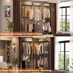 Aheaplus Garment Rack Heavy Duty Clothes Rack for Hanging Clothes,Clothing Rack with Drawers, Wood Stoarge Shelf Wardrobe Rack, Freestanding Closet Corner L Shaped Closet System Organizers,Black Oak