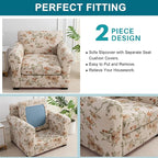 KRFOONN 2 Piece Chair Covers Printed Sofa Covers Couch Covers Washable Armchair Sofa Couch Slipcover Furniture Protector with Elastic Bottom for Living Room (Armchair, 57), Small