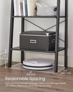 VASAGLE Ladder Shelf, 4-Tier Bookshelf, Storage Rack, Bookcase with Steel Frame, for Living Room, Home Office, Kitchen, Bedroom, Industrial Style, Charcoal Gray and Ink Black ULLS044B04