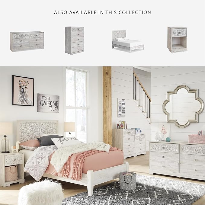 Signature Design by Ashley Paxberry Bohemian 6 Drawer Dresser with Carved Medallion Pattern, White