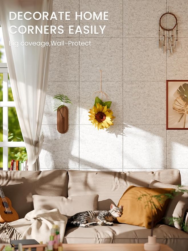 Bumusty Large Cork Board 48" x 36" Alternative - 12 Pack Felt Wall Tiles with 70 Safe Removable Adhesive Tabs, 30 Pushpins, Cork Boards for Walls Pin Board Bulletin Board Office Decor (Marble Gray)