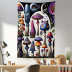 Ambesonne Hippie Tapestry, Psychedelic Dream of Trippy Mushroom Scene with Eyes and Cat Face Fantasy, Fabric Wall Hanging Decor for Bedroom Living Room Dorm, 30" X 45", Quartz Sea Blue Pearl