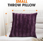 Cheer Collection Faux Fur Throw Pillows - Decorative Pillows for Couch, Bed Throw Pillows, Purple Accent Pillows for Bedroom or Living Room Aesthetic, Set of 2 Furry Throw Pillows, 18”x18”