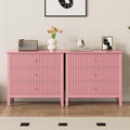 Pink 3 Drawer Dresser Set of 2, Painted 30 Inch Tall Wood Nightstand with Storage, Wide Modern Chest of Drawers with Ball Bearing Slide for Bedroom Hallway Living Room Entryway Office