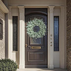 26'' Large Eucalyptus Wreath for Front Door, Porch- Artificial Eucalyptus and Lavender with Babys Breath Flowers Wreath for Home, Farmhouse Wall Decor- Spring, Summer, Fall, All Seasons (White-Green)