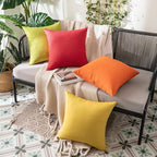 MIULEE Pack of 2 Decorative Outdoor Solid Waterproof Throw Pillow Covers Euro Sham Faux Linen Garden Farmhouse Cushion Cases for Summer Patio Tent Balcony Couch Sofa 24x24 Inch Yellow