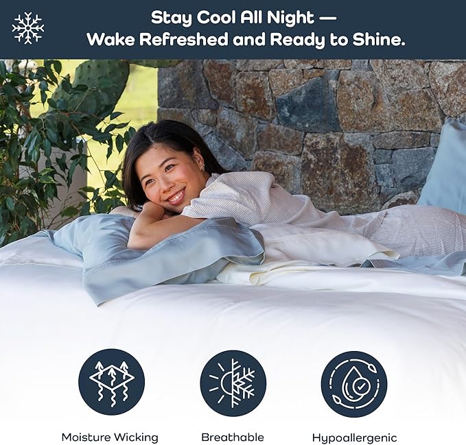 Olive + Crate Tencel Eucalyptus Cooling Duvet Cover Set - Hypoallergenic, Lyocell Tencel Duvet Cover - Soft, Temperature Regulating with Hidden Button Closure & Corner Ties - King Size [Stone Gray]
