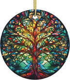 Tree of Life Christmas Ornament Decoration Christmas Tree Ornaments Gift Round Ceramic Bauble Present Holiday Keepsake