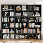 6-Tier Open Bookcase, Freestanding Wood Bookshelf with Display Storage Shelves, Modern Bookcase for Living Room, Bedroom, or Home Office, Black