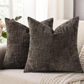 decorUhome Spring Dark Brown Chenille Throw Pillow Covers 16x16 Set of 2 Textured Soft Cozy Slubby Couch Pillow Covers Modern Farmhouse Boho Decorative Pillow Cases for Bed Sofa Living Room