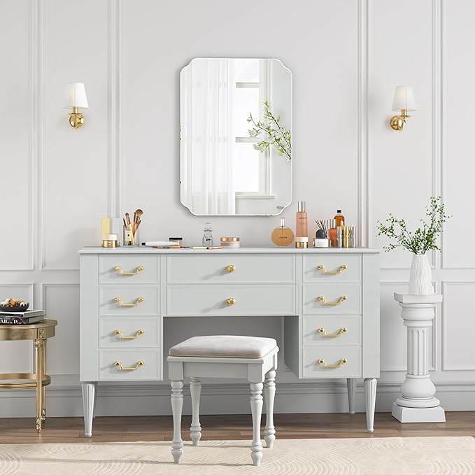 Bathroom Mirrors for Over Sink, Frameless Mirrors for Wall, 20x28 Inch Beveled Bathroom Mirror, Bathroom Vanity Mirror for Bedroom Living Room Entryway Home Decor