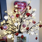 Valentine's Day Heart Ornaments for Tree - Valentine Ornaments Valentines Tree Decorations - Glitter Rose Gold Red White - Mini 24 Pcs