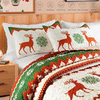 Whale Flotilla Christmas Quilt King Size, Soft Boho Floral Bedspreads for Bed Reversible Lightweight King Quilt Bedding Set Coverlets with 2 Pillow Shams for All Seasons, Happy Snowflake