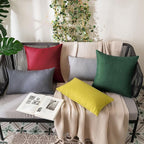 MIULEE Pack of 2 Decorative Outdoor Solid Waterproof Throw Pillow Covers Christmas Faux Linen Garden Farmhouse Cushion Cases for Patio Tent Balcony Couch Sofa 16x16 Inch Emerald Green