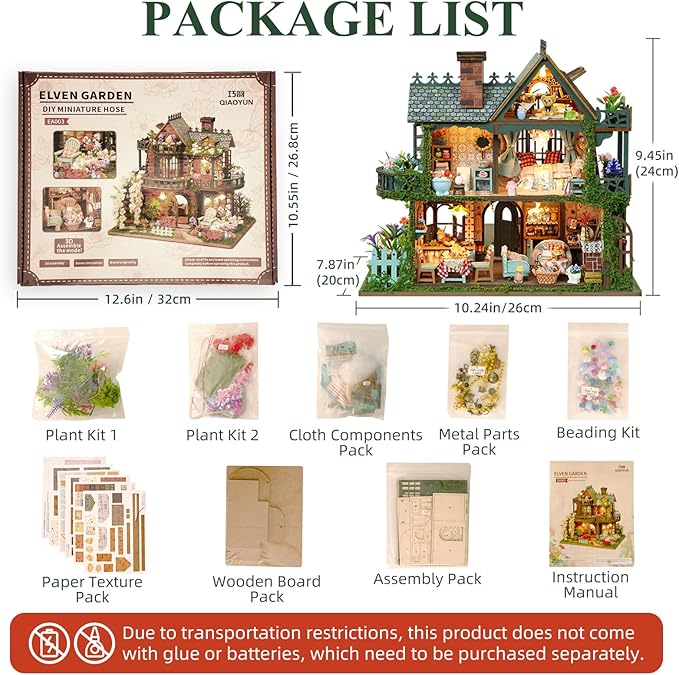 DIY Miniature House Kit with LED Lights, Fairy Garden Wooden Mini House Building Kit for Adults & Teens, Creative Crafts for Women, Friends & Hobbyists