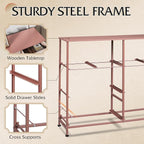 WLIVE 8 Drawer Dresser for Bedroom, Wide Fabric Dresser Storage Organizer, Chest of Drawers with Wood Top, Sturdy Steel Frame, Dressers for Living Room, Closet, Hallway, Pink