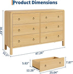 IDEALHOUSE 6 Drawer Dresser, Storage Organizer with Sturdy Metal Handle, TV Stand for 55 inch TV, Chest of Drawers for Living Room, Hallway, Closet