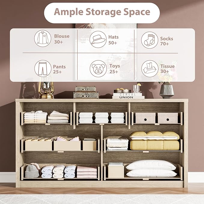 GarveeHome 7 Drawer Dresser for Bedroom, Wide Modern Chest of Drawers, Large Wood Dresser Wooden Storage Organizer for Living Room, Hallway Entryway