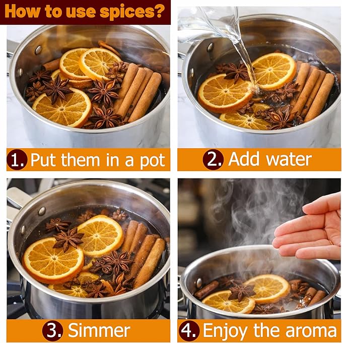 80 Pcs Simmering Potpourri, 8.5 oz Stovetop Simmer Pot Kit - Dried Orange Slices, Cinnamon, Star Anise, Christmas Deco, House Warming, Gift Basket, DIY, Thanksgiving