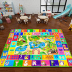 Kids Rug for Playroom, Soft & Non-Slip Educational Rug with ABC, Animals, Numbers, Floor Play Mat for Kid, Preschool Classroom Rugs Playmat for Toddler Nursery Kids (110.2X78.7 inch, Zoo)
