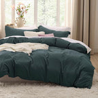 Bedsure Forest Green Oversized King Duvet Cover - 3 Pieces Prewashed Cotton-Like Polyester Extra Soft Bedding Set, Includes 1 Duvet Cover 120''x98'' with Zipper Closure & 2 Pillow Shams, No Comforter