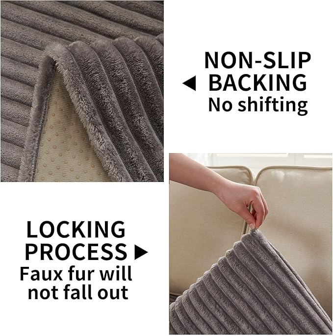 HAOMAIJIA Waterproof Couch Cover for Dogs Washable,Fuzzy Pet Couch Covers for Sofa,Thick Soft Dog Bed Cover Non-Slip Couch Covers for 3 Cushion Couch Sofa Pet Friendly (Grey, 35" x 62")