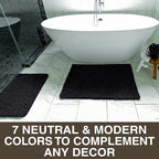 Neater Home Plush Bathroom Rugs 30x20 Thick Chenille Quick Dry Microfiber Absorbent Bath Mat, Soft Bath Rugs, Machine Washable Bathroom Floor Mat for Tub Shower Sink, Home Decor Accessories, Black