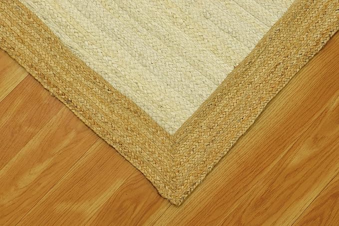 Scalloped Jute Rug, Hand Woven Runner Area Rug, 4x20 Ft Beige & Brown Braided Natural Sisal Kilim Rugs for Living Room, Kitchen, Entryway, Farmhouse