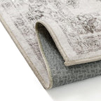 2x3 Area Rug Gray Washable Vintage Entryway Door Mat Carpet Small Non Slip Soft Low Pile Thin Kitchen Bathroom Retro Accent Throw Rug Entrance Bedroom Office Living Room