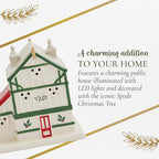 Spode Christmas Tree Miniature Figural LED Lighted Ceramic Dolomite Christmas Collectible for Indoor Display (Public House)