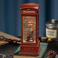 Snow Globe Lantern with Telephone Booth Couples –Shatterproof 8 Songs Musical Box Automatic Snowfall Led Light USB & Battery Powered,for Valentine’s Day Gifts Present Birthday Home Fall Decoration,Red