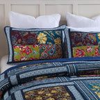 Secgo Queen Comforter Set for Bed - 100% Cotton Quilts Queen Size, Burgundy Bedspreads (90 * 98 Inch) with 2 Pillow Shams, Patchwork Reversible Lightweight Bedding