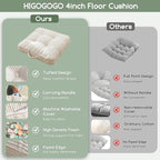 HIGOGOGO Washable Floor Pillow Cushion for Adults, Meditation Cushion Pillow, Large Square Floor Sitting, Removable Tufted Corduroy Cover, for Tatami Living Room or Yoga, 22x22 Inch, Machine Washable