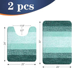 OLANLY Bathroom Rug Set 2 Piece, Soft Absorbent Microfiber Bath Mats and U-Shaped Contour Toilet Rug, Non-Slip, Machine Wash Dry, Plush Shaggy Bath Mats for Bathroom (30"x20"+24"x20", Blackish Green)