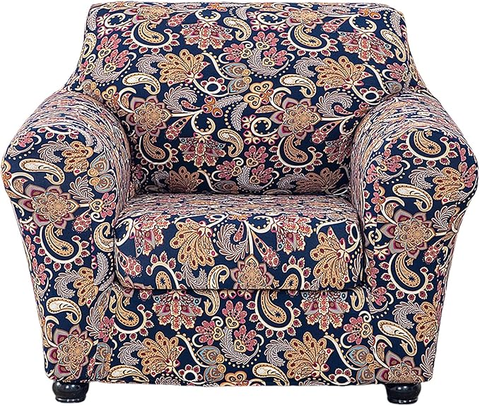KRFOONN 2 Piece Chair Covers Printed Sofa Covers Couch Covers Washable Armchair Sofa Couch Slipcover Furniture Protector with Elastic Bottom for Living Room (Armchair, 62), Small