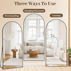Suidia Arched Full Length Mirror, 71"x28" Floor Mirror Freestanding, Floor Standing Full Body Mirror with Stand for Bedroom, Hanging Leaning Mounted for Living Room Cloakroom, Black