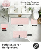 ILANGO Pink Bathroom Rugs 32" × 20" Non Slip & Super Absorbent Extra Thick Soft, Washable Bath Mat for Floor, Microfiber Plush Shaggy Bath Rug with Rubber for Bathtub Shower Room Sink