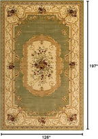 Rugs.com Chateau Collection Rug – 10' x 16' Green Medium Rug Perfect for Living Rooms, Large Dining Rooms, Open Floorplans