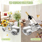 Sunflower Decor 13.4 Inch Vintage White Farmhouse Truck with 12 Magnets Sunflower Kitchen Spring Decorations for Home Shelf Office Metal Pickup Interchangeable Seasonal Decor Garden Truck Planter