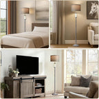 65'' Rustic Floor Lamp for Living Room with 2 Light Sources, Frosted Nightlight Vintage Farmhouse Tall Standing Lamp for Bedroom Reading Room Office Corner, Bulb Included