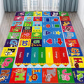 Kids Play Rug for Playroom, ABC Educational Rugs for Classroom, Preschool Floor Play Mat for Kids Toddler Baby, Large Soft Kid Rug Carpet for Boy Girl Bedroom(110X78.7 INCH Blue)